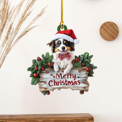 Australian Shepherd Dog Merry Christmas Ornament, Pet Lover Ornament ON1700