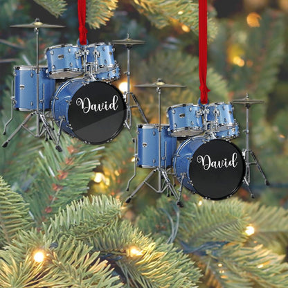 Personalized Blue Drum Ornament, Custom Name Drum Lover Ornament ON0904