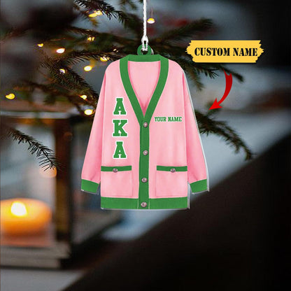 Personalized Alpha Kappa Alpha Cardigan Christmas Ornament, Custom AKA Ornament With Name ON0906