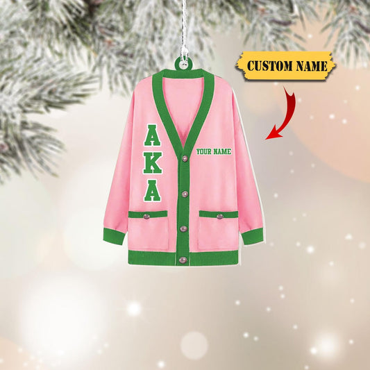 Personalized Alpha Kappa Alpha Cardigan Christmas Ornament, Custom AKA Ornament With Name ON0906