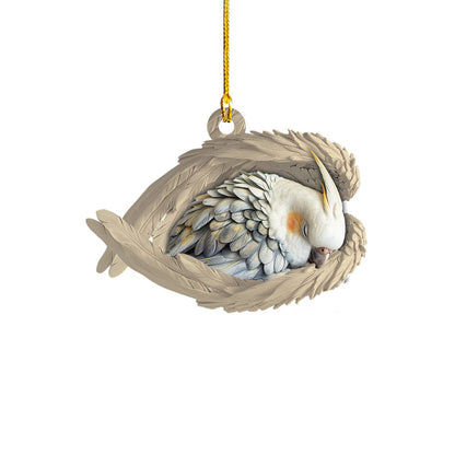 Personalized Cockatiel Sleeping Angel Ornament, Custom Name Cockatiel Angel Lover Ornament ON1587