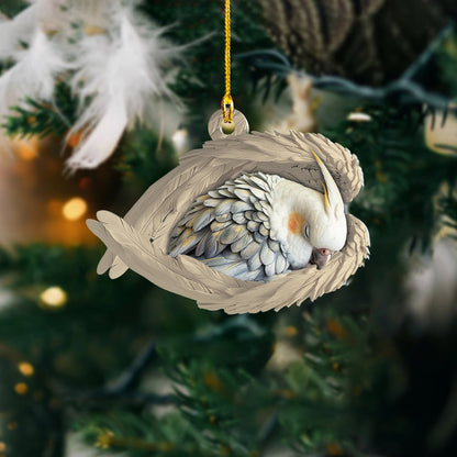 Personalized Cockatiel Sleeping Angel Ornament, Custom Name Cockatiel Angel Lover Ornament ON1587