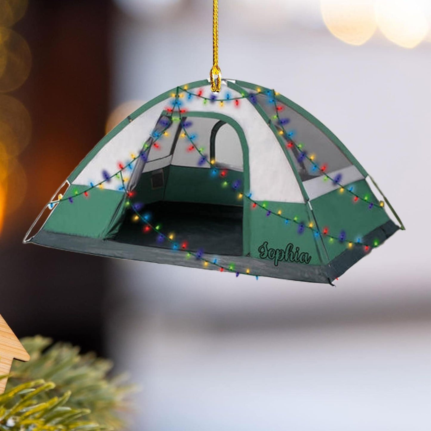 Personalized Camping Tent Christmas Ornament, Custom Name Camper Camping Lover Ornament ON1762