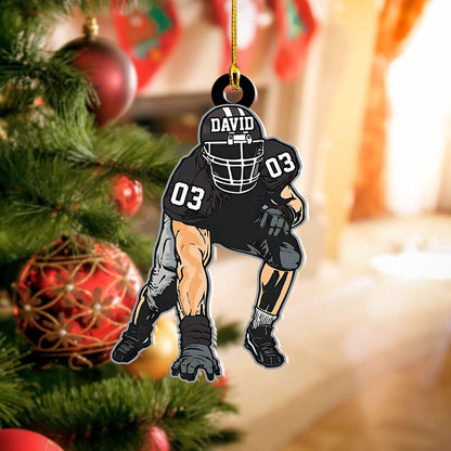 Personalized American Football Player Ornament 2024, Custom Name Number Football Ornament ON0702