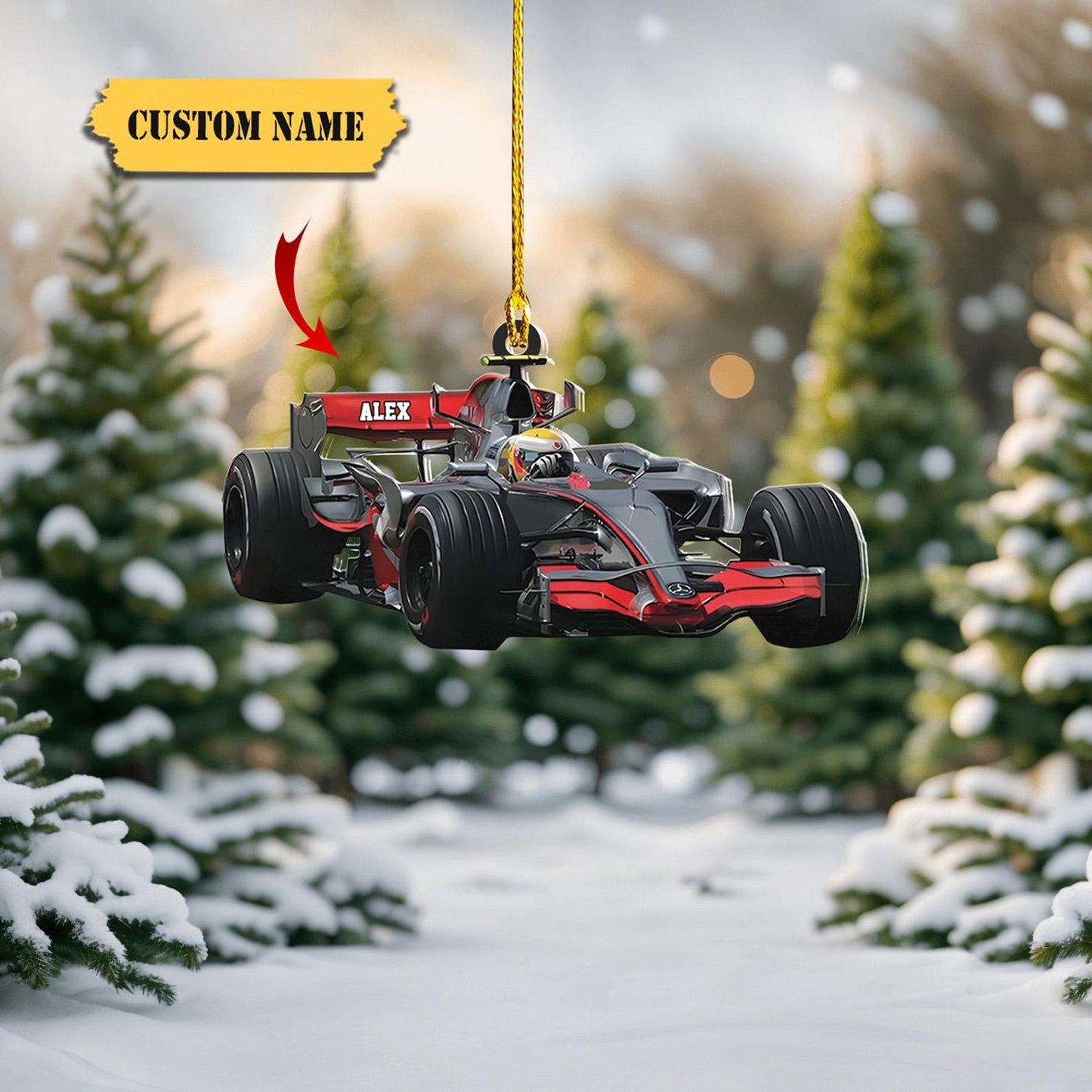 Personalized Formula Car Christmas Ornament, Custom Name Racer Racing Ornament ON0740