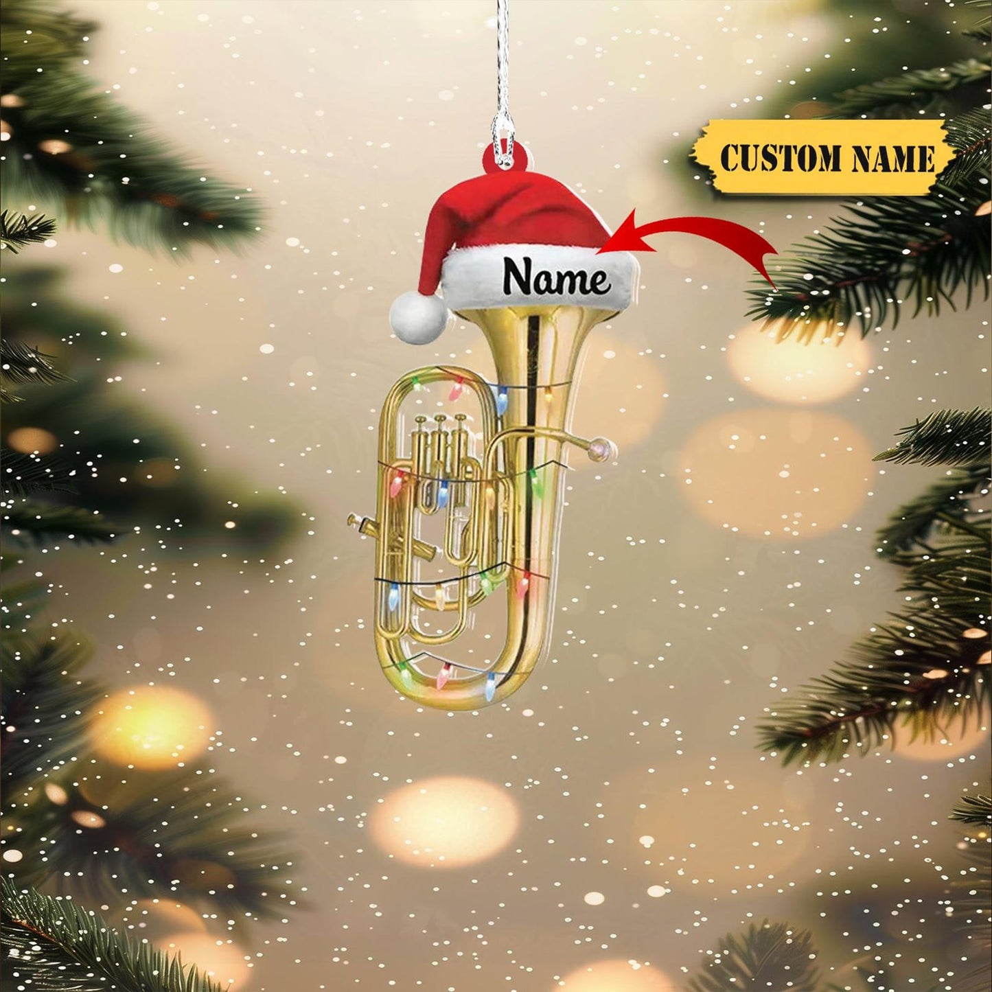 Personalized Euphonium Christmas Ornament, Custom Name Euphonium Lovers Xmas Ornament ON0903