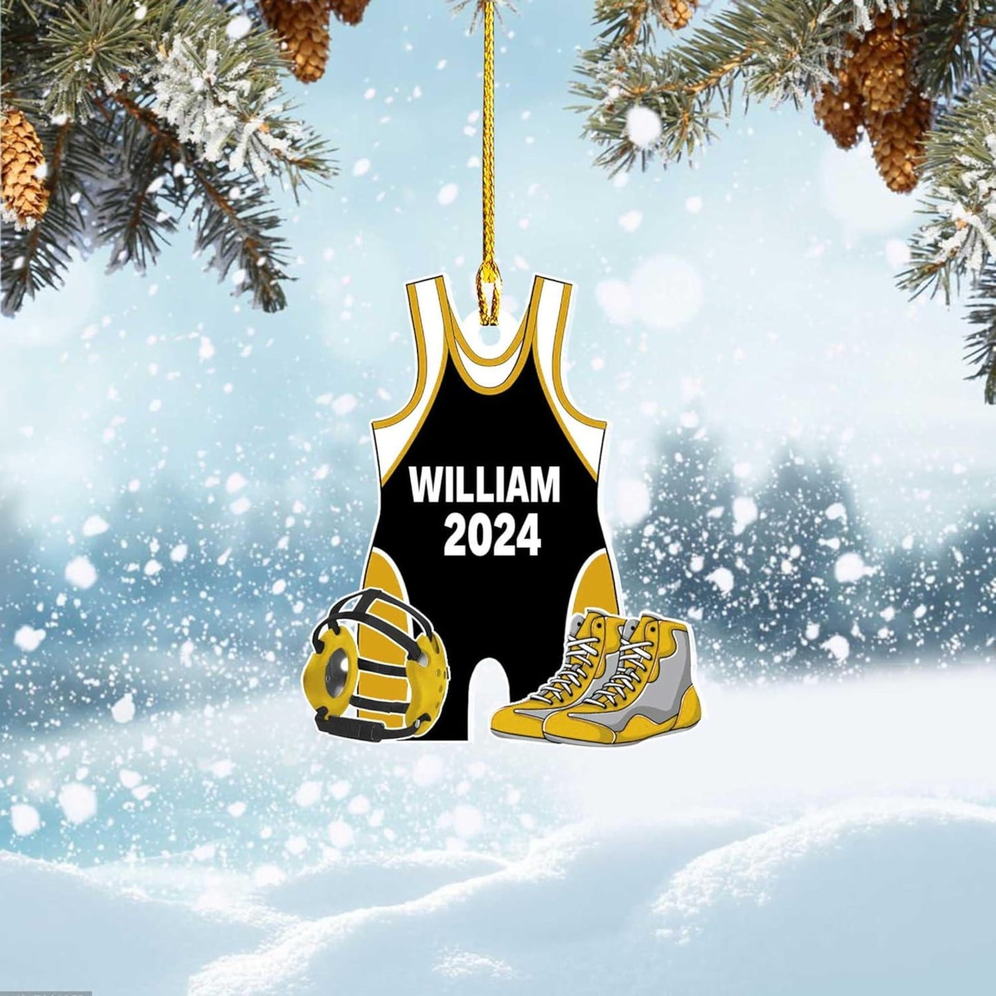 Personalized Wrestling Singlet Ornament, Custom Wrestling Lover Ornament ON1080