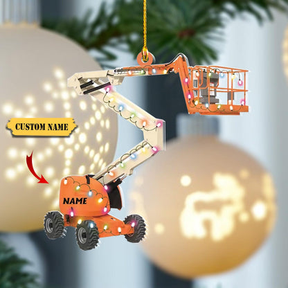 Personalized Boom Lifts Christmas Light Ornament, Custom Name Manlift Ornament ON1384