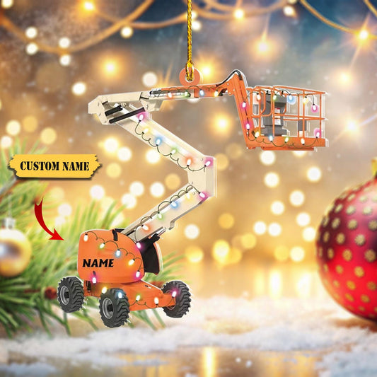 Personalized Boom Lifts Christmas Light Ornament, Custom Name Manlift Ornament ON1384