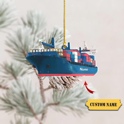 Personalized Cargo Ship Ornament, Custom Name Cargo Ship Lover Ornament ON1187