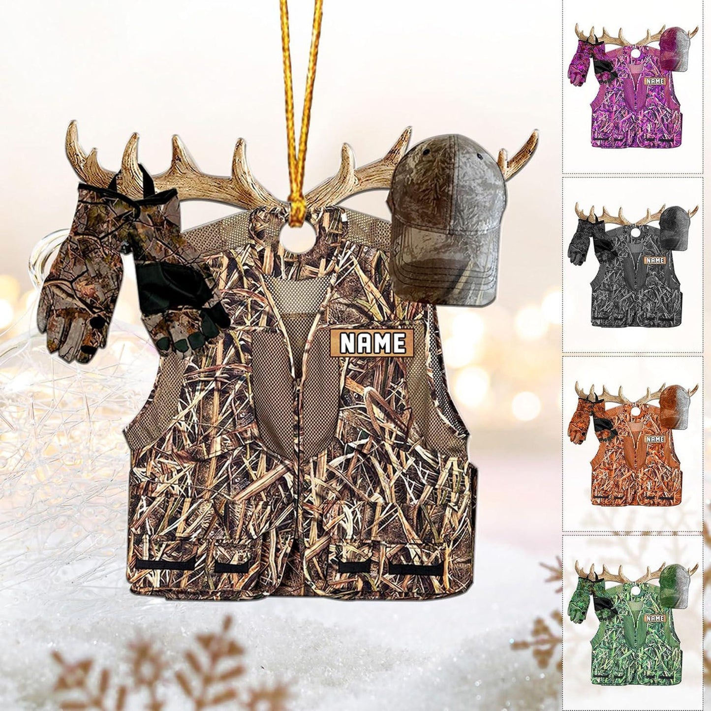 Personalized Deer Hunting Gear Christmas Ornament, Custom Name Hunting Lovers Ornament ON1262