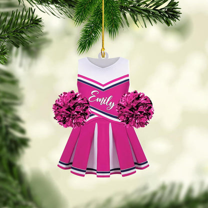 Personalized Cheerleading Pom Pom Girl Christmas Ornament, Custom Name Cheerleader Ornament ON0704