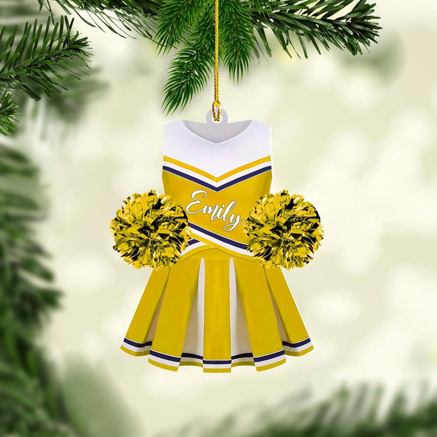 Personalized Cheerleading Pom Pom Girl Christmas Ornament, Custom Name Cheerleader Ornament ON0704