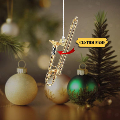 Personalized Trombone Christmas Ornament, Custom Trombone Instruments Ornament With Name ON1071