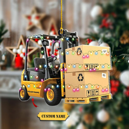 Personalized Forklift Truck Light Christmas Ornament, Custom Forklift Truck Xmas Ornament 2024 With Name ON0932