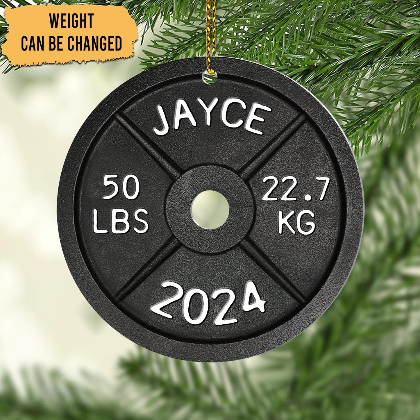 Personalized Weight Lifting Christmas Ornament, Custom Name Gymer Ornament ON0862