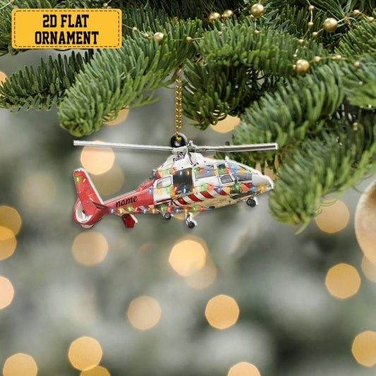 Personalized Ambulance Helicopter Christmas Ornament, Custom Name Ambulance Helicopter Lover Ornament ON1161