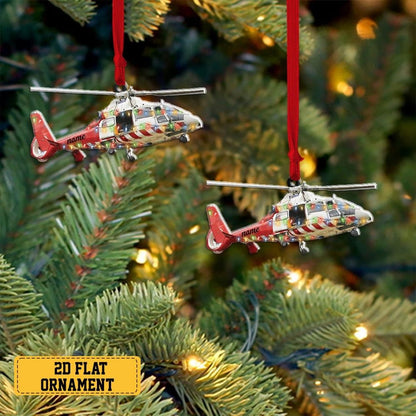 Personalized Ambulance Helicopter Christmas Ornament, Custom Name Ambulance Helicopter Lover Ornament ON1161