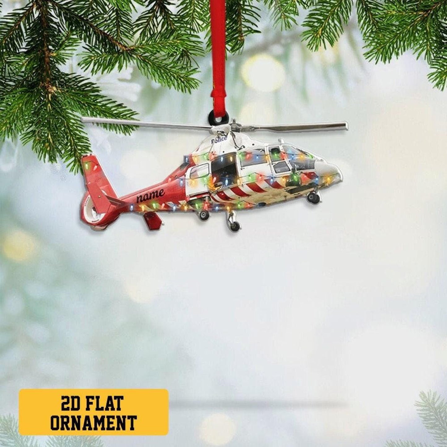 Personalized Ambulance Helicopter Christmas Ornament, Custom Name Ambulance Helicopter Lover Ornament ON1161