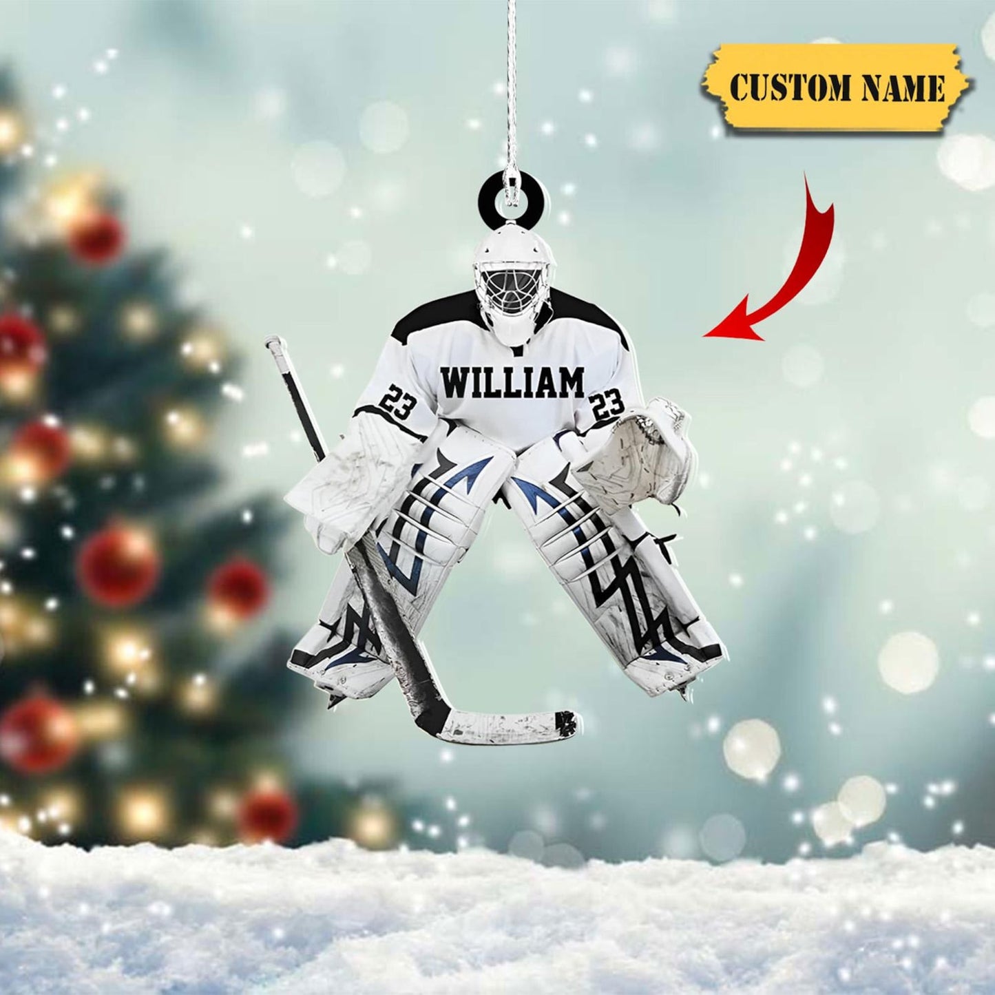 Personalized Hockey Goalie Christmas Ornament, Custom Name Hockey Players Ornament ON1572