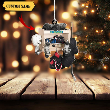 Personalized Hockey Closet Christmas Ornament, Custom Name Hockey Player Ornament ON1104