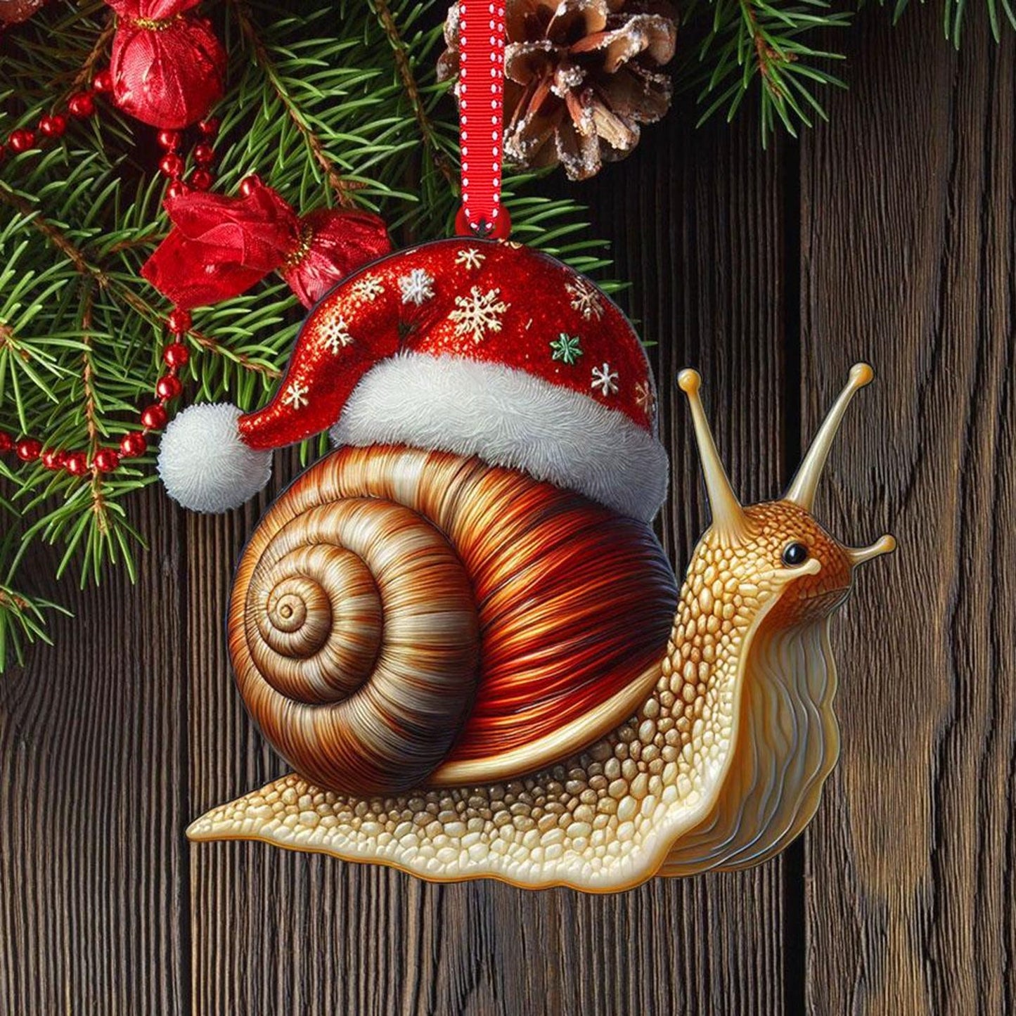 Snail Christmas Ornament 2024, Snail Merry Christmas Ornament ON0912