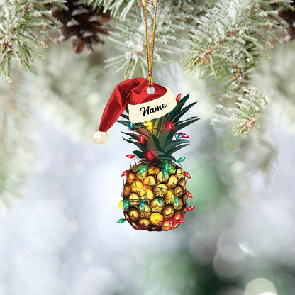 Personalized Pineapple Christmas Light Ornament, Custom Name Pineapple Lovers Xmas Ornament ON1469