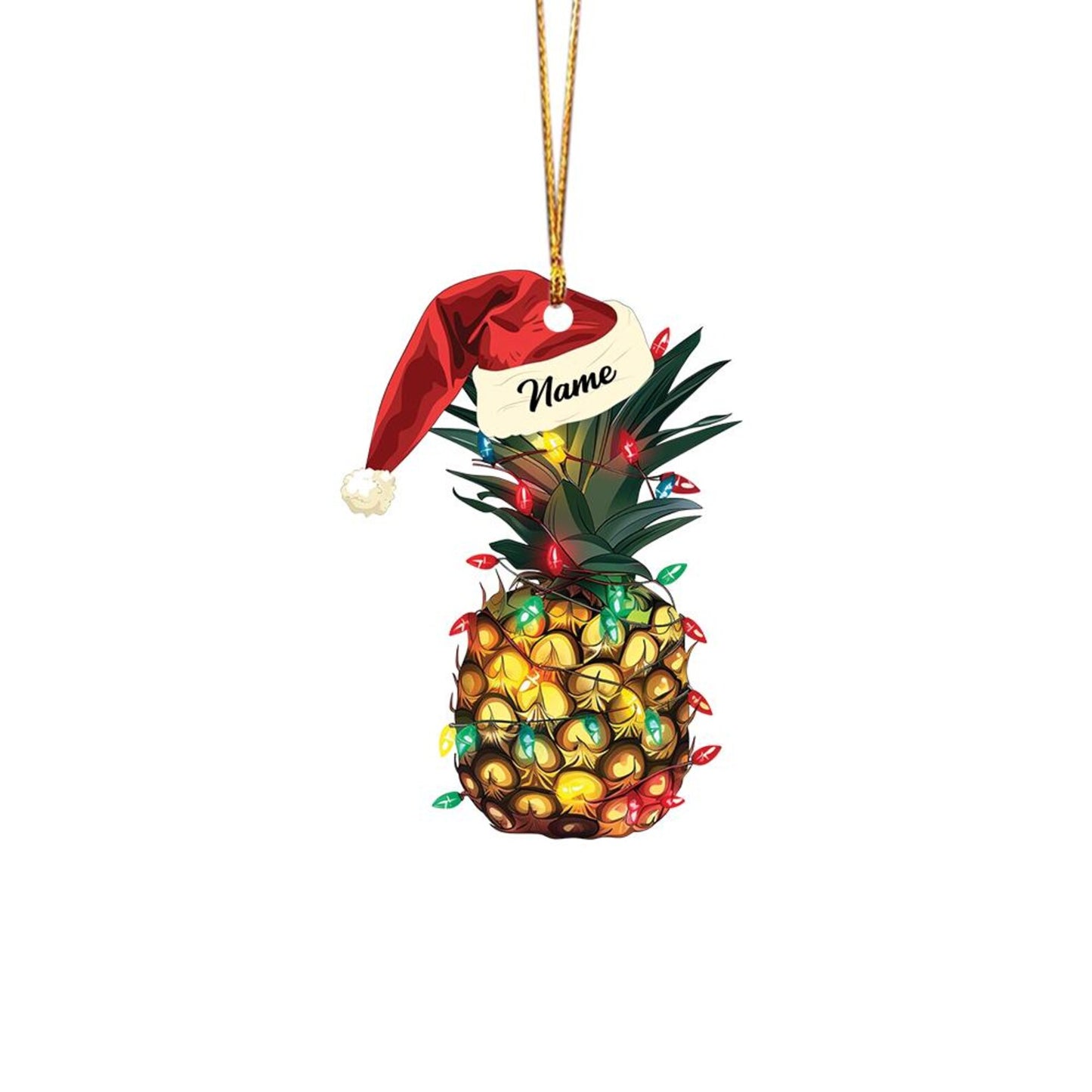 Personalized Pineapple Christmas Light Ornament, Custom Name Pineapple Lovers Xmas Ornament ON1469