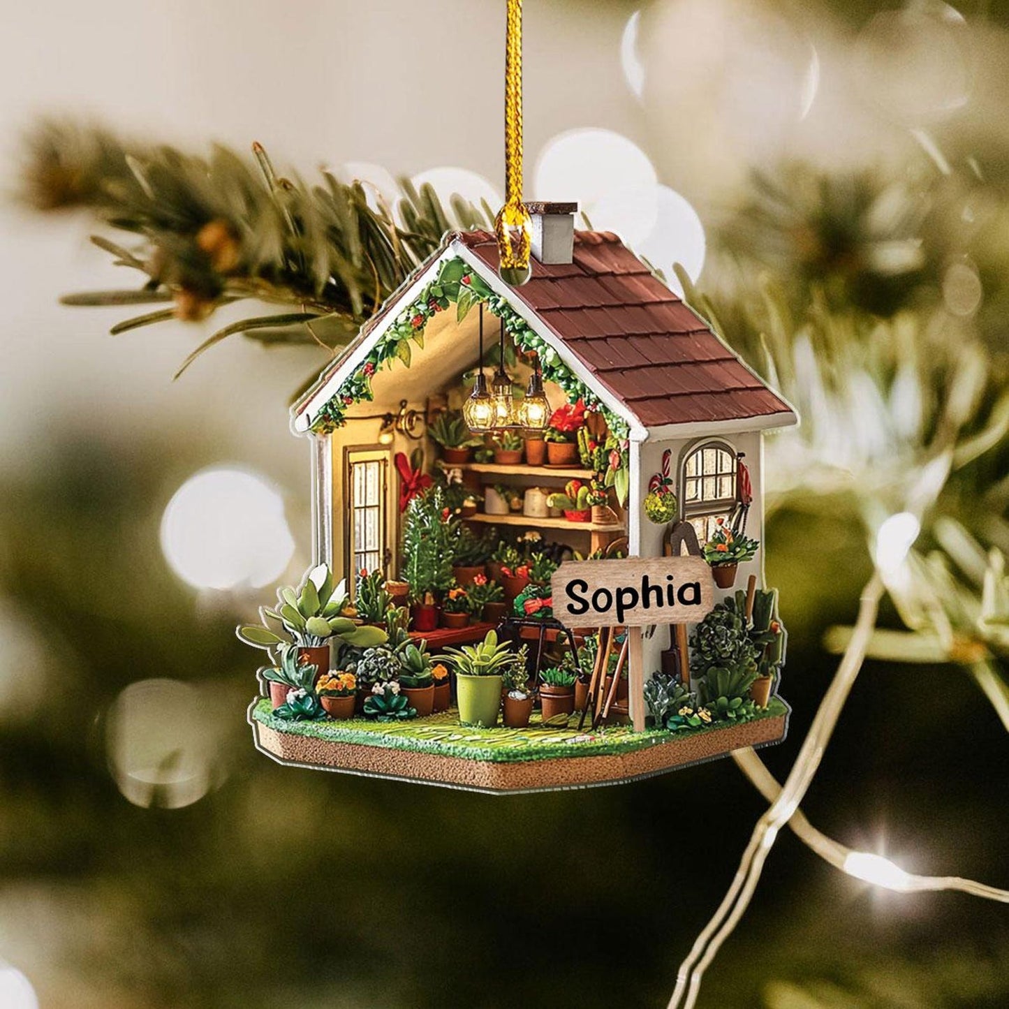 Personalized Garden House Christmas Ornament, Custom Gardening Lover Ornament ON1186