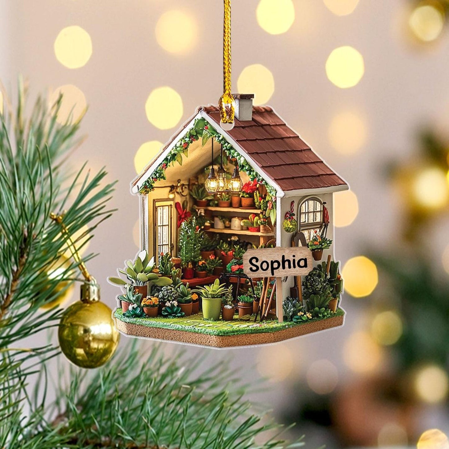 Personalized Garden House Christmas Ornament, Custom Gardening Lover Ornament ON1186