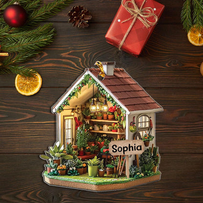 Personalized Garden House Christmas Ornament, Custom Gardening Lover Ornament ON1186