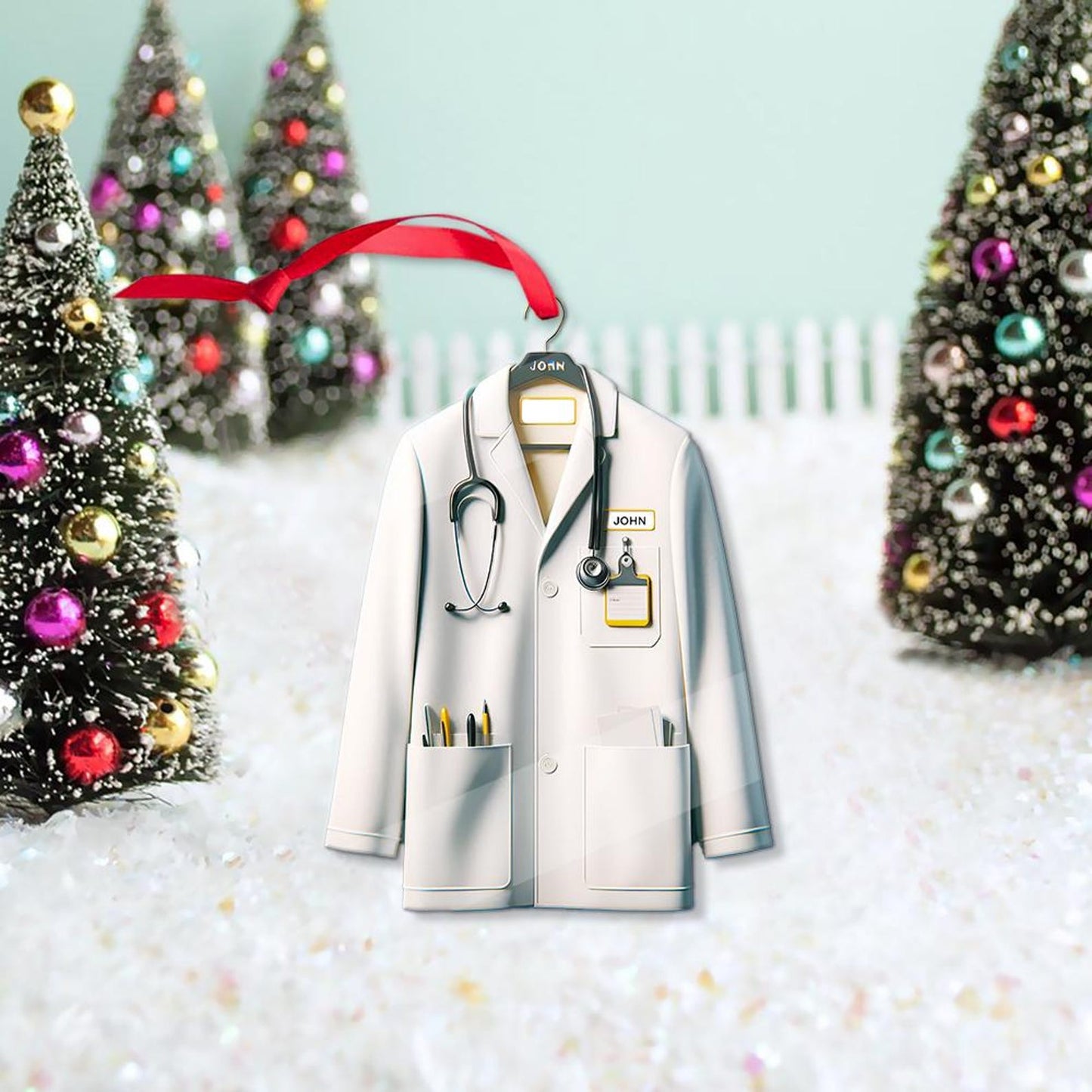 Personalized Doctor Blouse Christmas Ornament, Custom Name Healthcare Workers Ornament ON0877