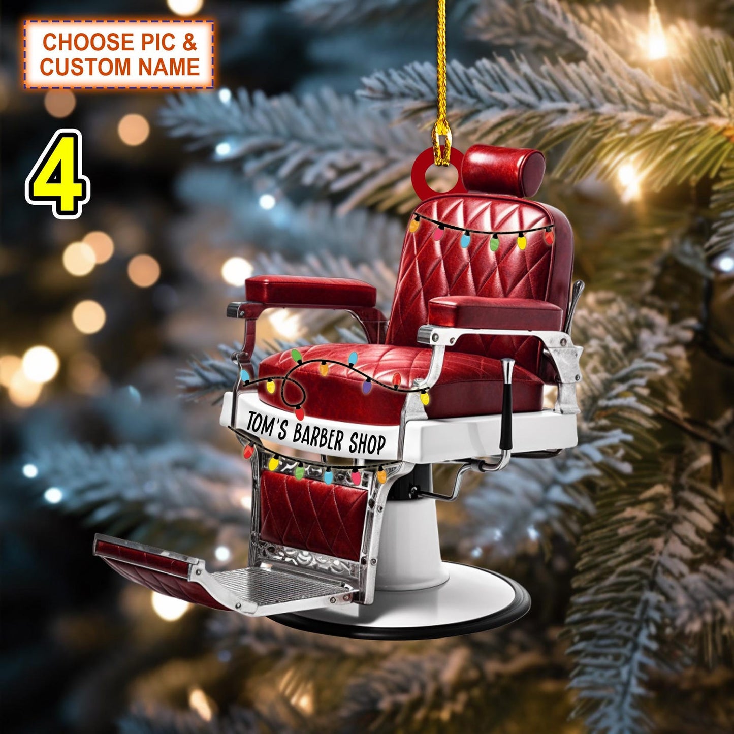 Personalized Barber Chair Christmas Ornament, Custom Baber Xmas Ornament With Name ON1124