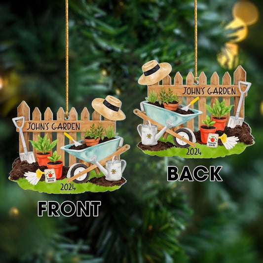 Personalized Gardening Scene Horticulture Christmas Ornament, Custom Name Gardener Ornament ON0801