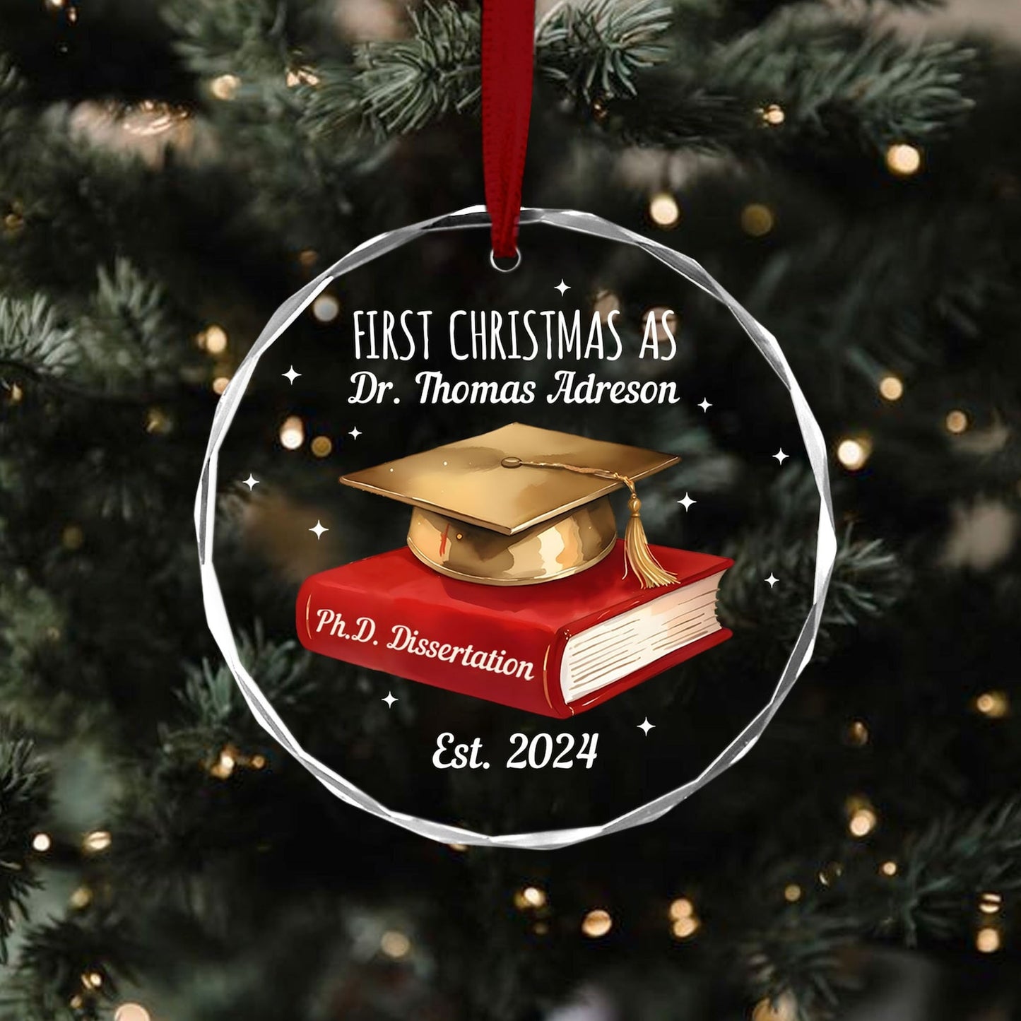 Personalized First Christmas As Dr PhD 2024 Ornament, Custom Name Doctorate Ornament ON0897