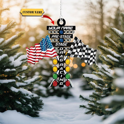 Personalized Pre-Stage Drag Racing Lights Christmas Ornament 2024, Custom Name Racer Ornament ON0731