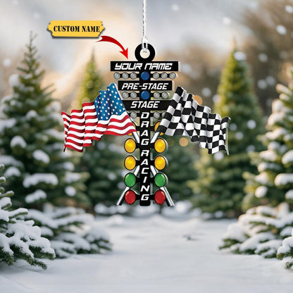 Personalized Pre-Stage Drag Racing Lights Christmas Ornament 2024, Custom Name Racer Ornament ON0731