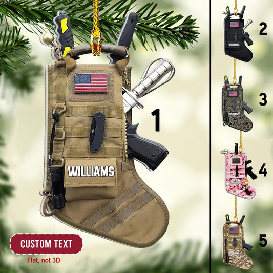 Personalized Military Tactical Stocking Christmas Ornament, Custom Military Ornamen For Veteran & Soldier ON1179