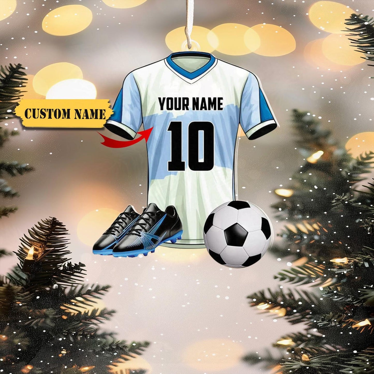 Personalized Soccer Uniform Ornament 2024, Custom Name Number Soccer Player Ornament ON1346