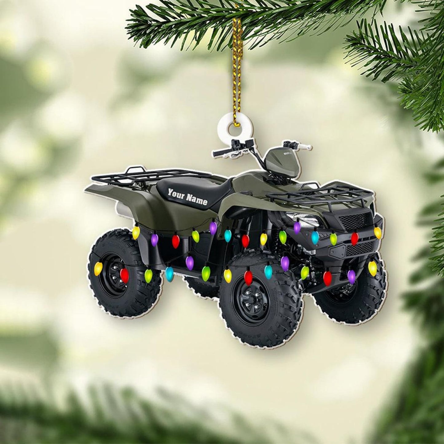 Personalized Quad Bike Light Christmas Ornament, Custom Name Quad Racer Dirt Bike Rider Ornament ON0969