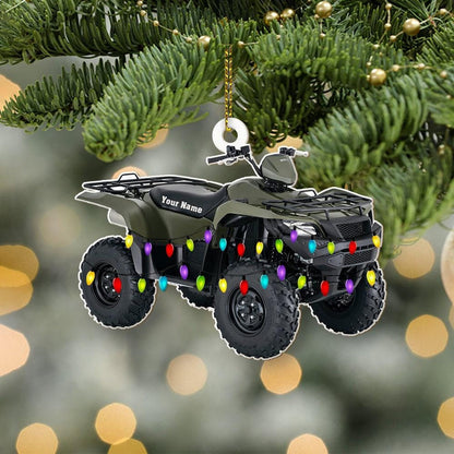 Personalized Quad Bike Light Christmas Ornament, Custom Name Quad Racer Dirt Bike Rider Ornament ON0969