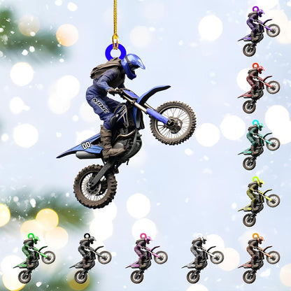 Personalized Dirt Bike Ornament, Custom Name Racing Lover Rider Ornament ON1153