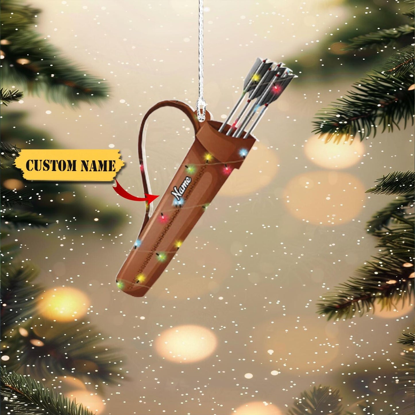 Personalized Archery Bow Christmas Light Ornament, Custom Name Archery Player Ornament ON1352