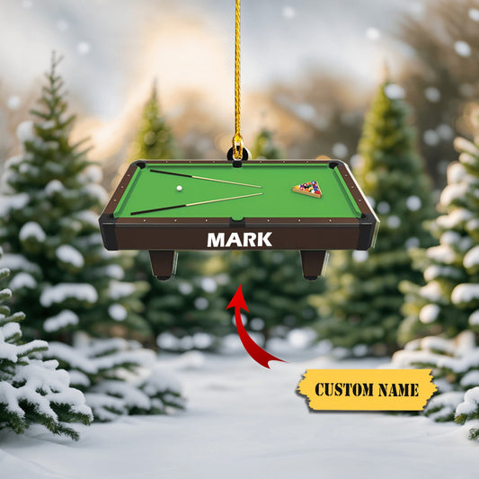 Personalized Billiard Pool Table Christmas Ornament, Custom Name Billiards Player Ornament ON1108