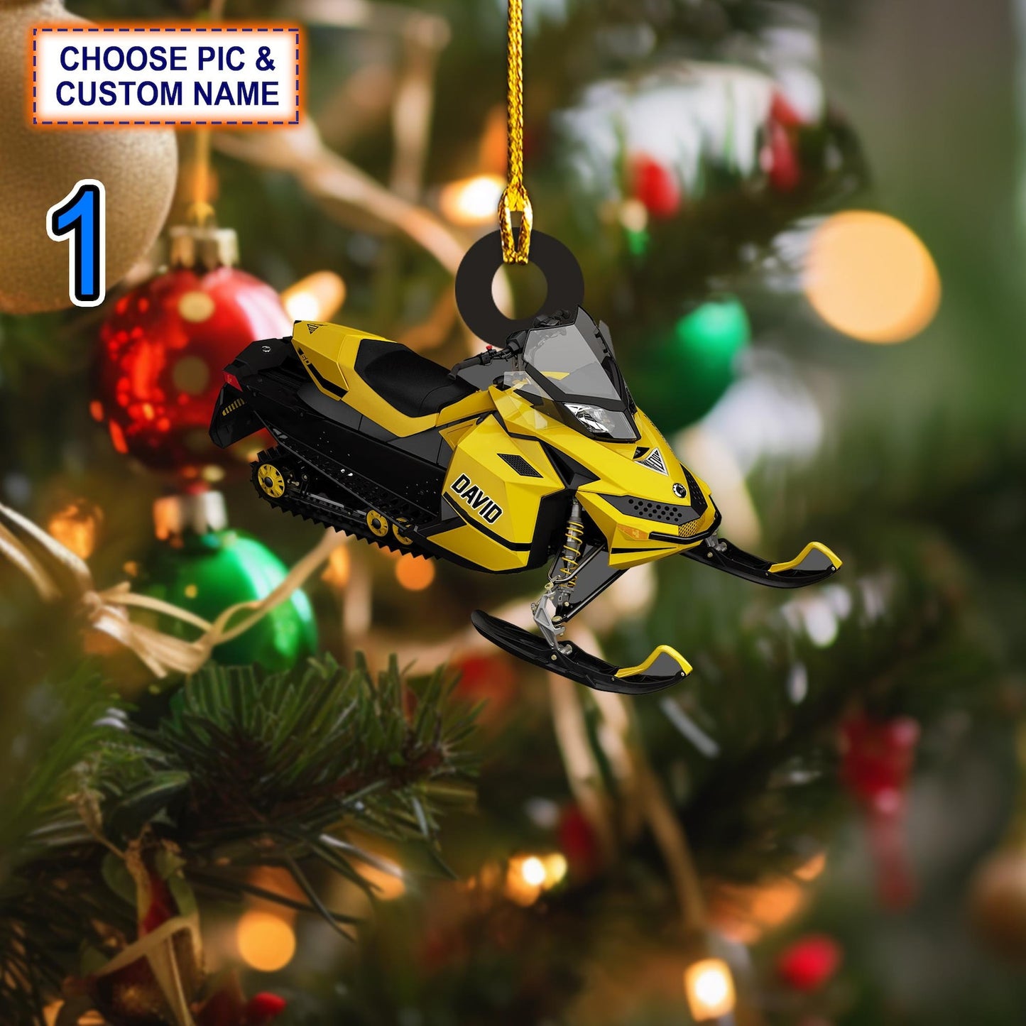 Personalized Snowmobile Motorcycle Christmas Ornament, Custom Name Snowmobile Lover Ornament ON1038