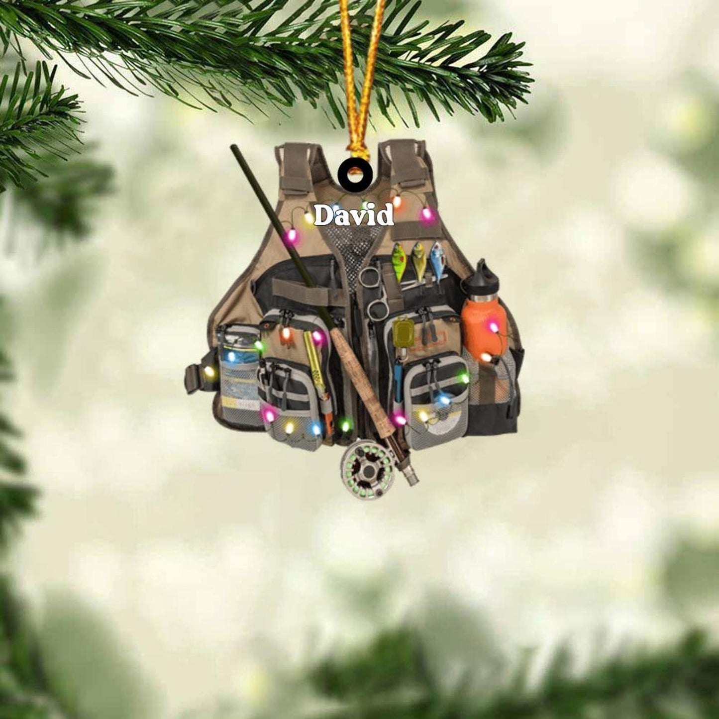 Personalized Fishing Equipment Christmas Ornament, Custom Name Fishing Lovers Xmas Ornament ON1046