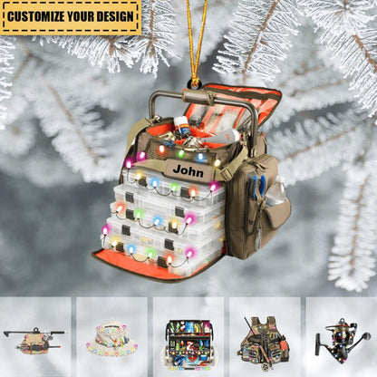 Personalized Fishing Equipment Christmas Ornament, Custom Name Fishing Lovers Xmas Ornament ON1046