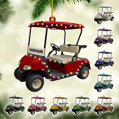 Personalized Golf Cart Light Christmas Ornament, Custom Name Golfer Christmas Ornament 2024 ON1150