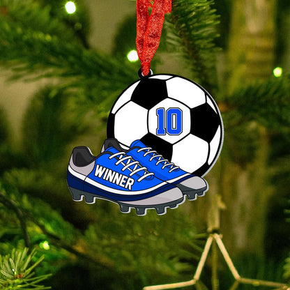 Personalized Soccer Shoes Christmas Ornament, Custom Name Number Soccer Players Ornament ON1374