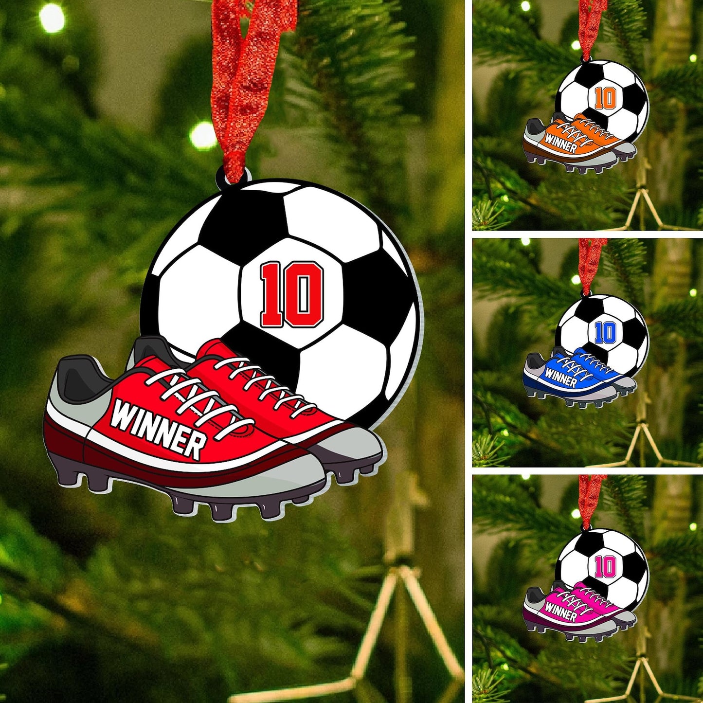 Personalized Soccer Shoes Christmas Ornament, Custom Name Number Soccer Players Ornament ON1374